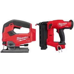 Milwaukee 2737-20-2746-20 M18 FUEL 18V Lithium-Ion Brushless Cordless Jig Saw with 18-Gauge Brad Nailer (2-Tool)