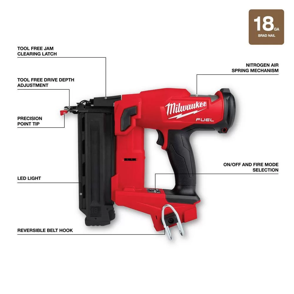 Milwaukee 2737-20-2746-20 M18 FUEL 18V Lithium-Ion Brushless Cordless Jig Saw with 18-Gauge Brad Nailer (2-Tool)