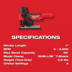 Milwaukee 48-59-1850-2737B-20 M18 FUEL 18-Volt Lithium-Ion Brushless Cordless Barrel Grip Jig Saw w/5.0Ah Battery Starter Kit