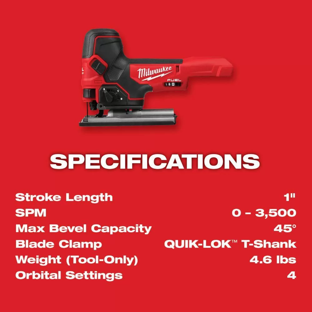Milwaukee 48-59-1850-2737B-20 M18 FUEL 18-Volt Lithium-Ion Brushless Cordless Barrel Grip Jig Saw w/5.0Ah Battery Starter Kit