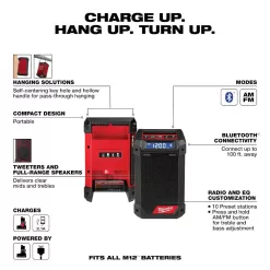 Milwaukee 2951-20 M12 12-Volt Lithium-Ion Cordless Bluetooth/AM/FM Jobsite Radio with Charger