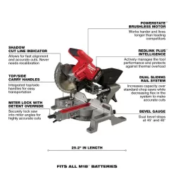 Milwaukee 2733-21 M18 FUEL 18V Lithium-Ion Brushless Cordless 7-1/4 in. Dual Bevel Sliding Compound Miter Saw Kit w/One 5.0Ah Battery
