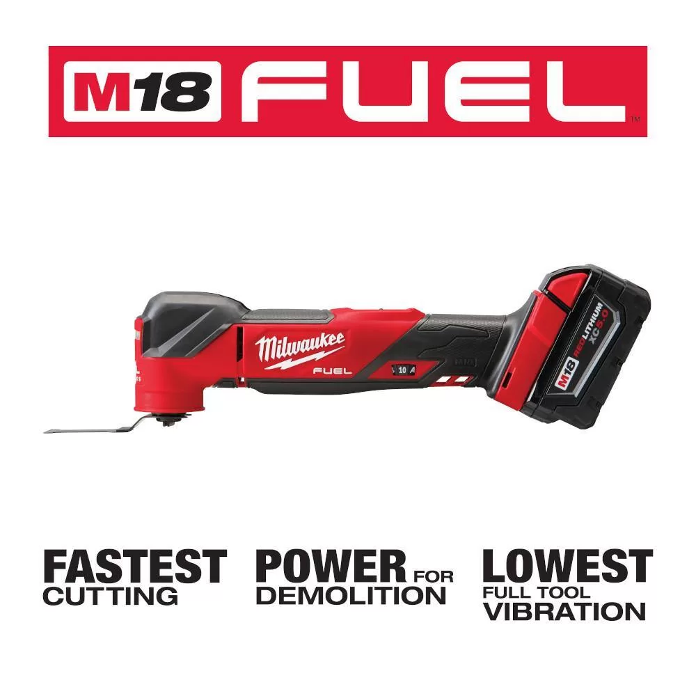 Milwaukee 2836-21-49-10-9113 M18 FUEL 18V Lithium-Ion Cordless Brushless Oscillating Multi-Tool Kit W/ Multi-Tool Blade Kit (9-Piece)