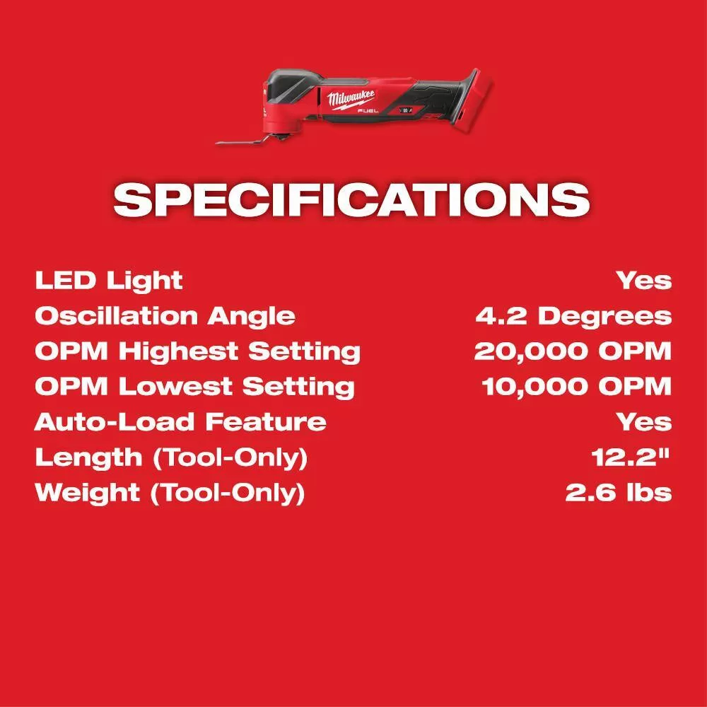 Milwaukee 2836-21-49-10-9113 M18 FUEL 18V Lithium-Ion Cordless Brushless Oscillating Multi-Tool Kit W/ Multi-Tool Blade Kit (9-Piece)