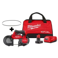 Milwaukee Band Saw 2529-21XC-48-39-0631 M12 FUEL 12V Lithium-Ion Cordless Compact Band Saw XC Kit with (4) Blades