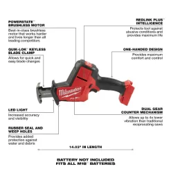 Milwaukee 2729-20-2719-20 M18 FUEL 18V Lithium-Ion Brushless Cordless Deep Cut Band Saw with M18 FUEL HACKZALL Reciprocating Saw