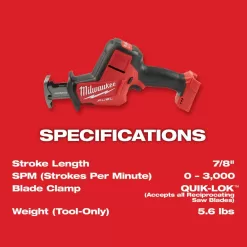 Milwaukee 2729-20-2719-20 M18 FUEL 18V Lithium-Ion Brushless Cordless Deep Cut Band Saw with M18 FUEL HACKZALL Reciprocating Saw