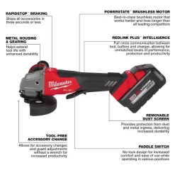 Milwaukee 2829-20-2880-20 M18 FUEL 18V Lithium-Ion Brushless Cordless Compact Bandsaw and 4-1/2 in./5 in. Grinder (2-Tool)