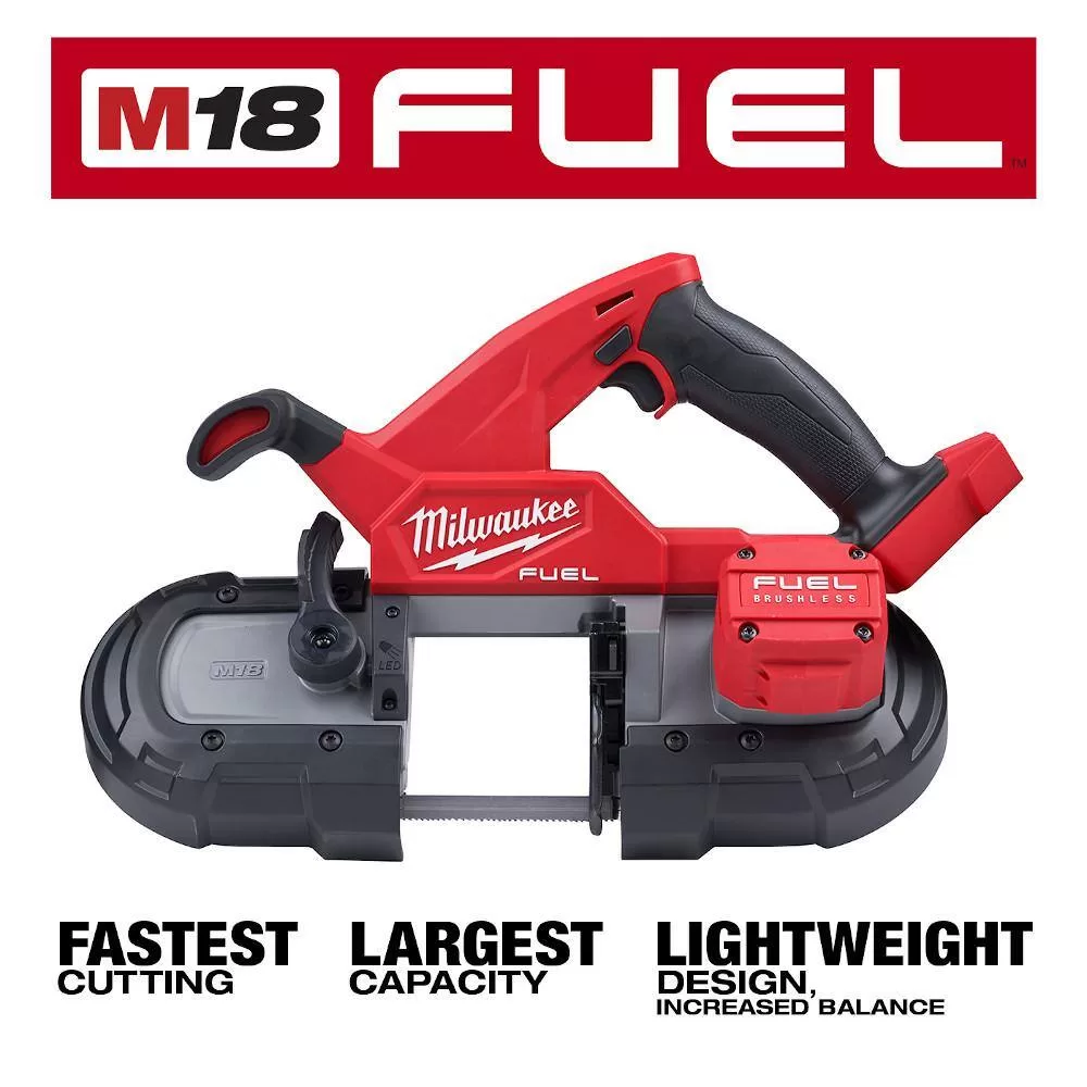 Milwaukee 2829-20-2904-20 M18 FUEL 18-Volt Lithium-Ion Brushless Cordless Compact Bandsaw with M18 FUEL Hammer Drill