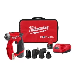 Milwaukee 2505-22 M12 FUEL 12-Volt Lithium-Ion Brushless Cordless 4-in-1 Installation 3/8 in. Drill Driver Kit with 4-Tool Heads