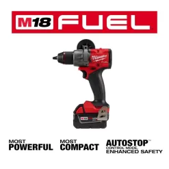 Milwaukee 2903-22 M18 FUEL 18V Lithium-Ion Brushless Cordless 1/2 in. Drill/Driver Kit W/(2) 5.0Ah Batteries, Charger, and Hard Case