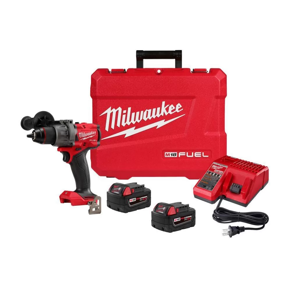 Milwaukee 2903-22 M18 FUEL 18V Lithium-Ion Brushless Cordless 1/2 in. Drill/Driver Kit W/(2) 5.0Ah Batteries, Charger, and Hard Case