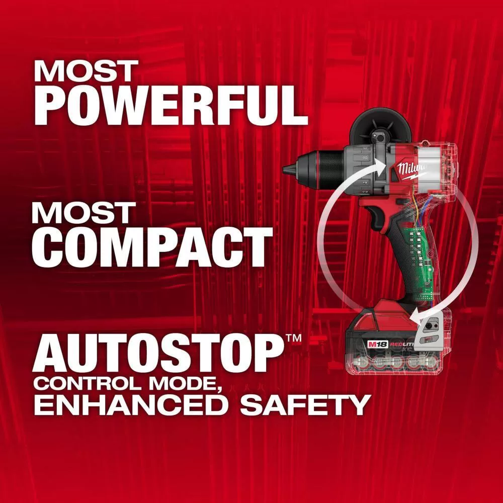 Milwaukee 2903-22 M18 FUEL 18V Lithium-Ion Brushless Cordless 1/2 in. Drill/Driver Kit W/(2) 5.0Ah Batteries, Charger, and Hard Case