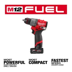 Milwaukee 3403-22 M12 FUEL 12V Lithium-Ion Brushless Cordless 1/2 in. Drill Driver Kit with 4.0Ah and 2.0Ah Battery and Soft Case