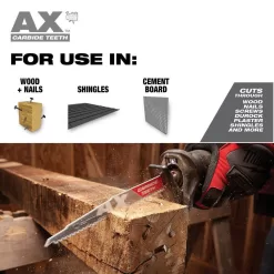 Milwaukee 48-11-1837-48-00-5226 M18 18-Volt Lithium-Ion HIGH OUTPUT CP 3.0 Ah Battery Pack (2-Pack) w/9 in. 5 TPI AX Carbide Reciprocating Saw Blade