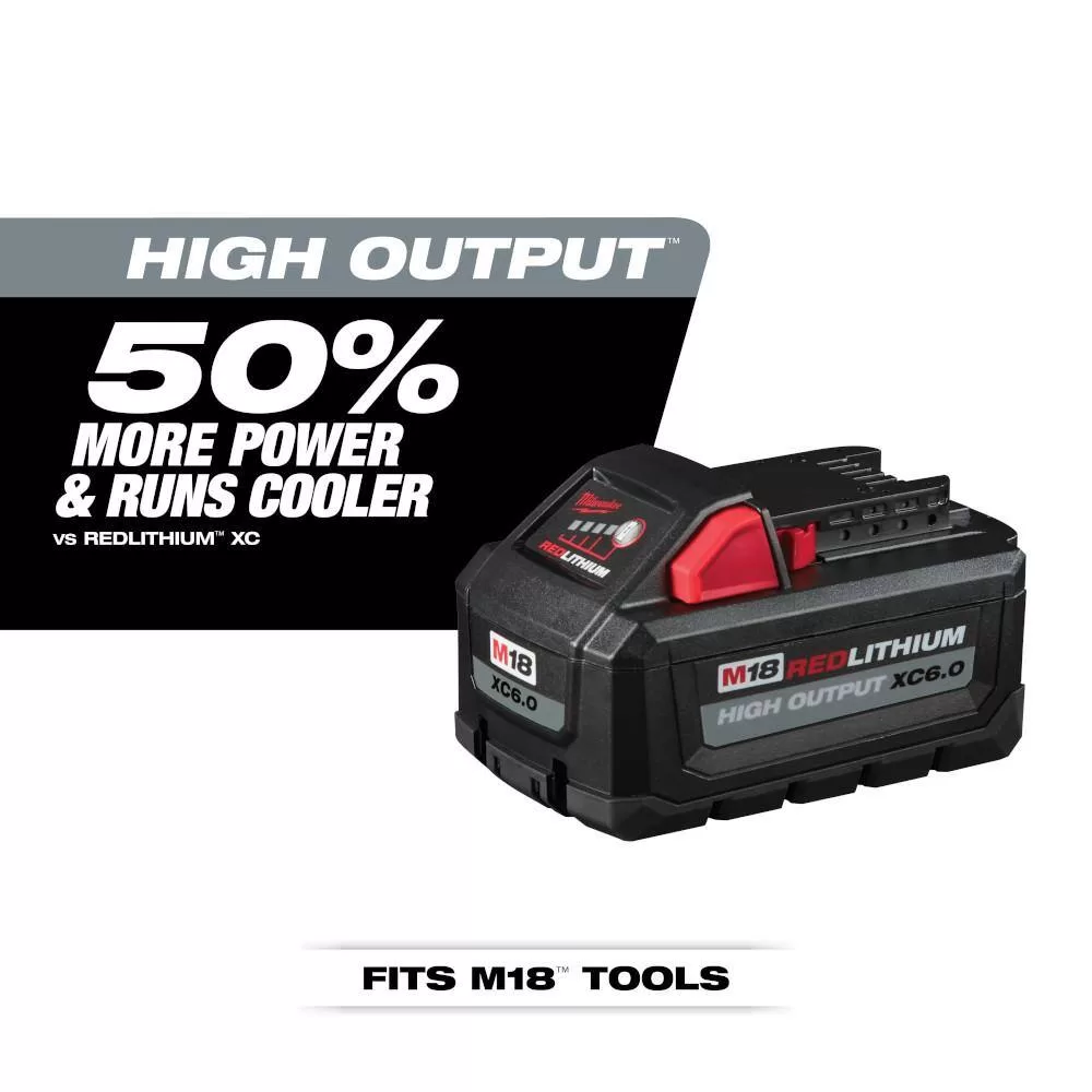 Milwaukee 48-11-1862 M18 18-Volt Lithium-Ion High Output 6.0Ah Battery Pack (2-Pack)