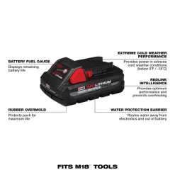 Milwaukee 48-11-1865-48-11-1835 M18 18-Volt Lithium-Ion High Output Battery Pack 6.0Ah W/High Output Battery Pack 3.0Ah