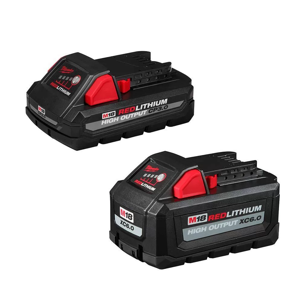 Milwaukee 48-11-1865S M18 18-Volt Lithium-Ion High Output 6.0 Ah and 3.0 Ah Battery (2-Pack)