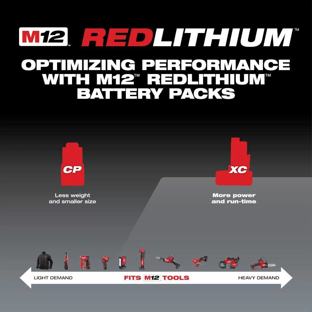 Milwaukee 48-11-2412-48-11-2412 M12 12-Volt Lithium-Ion XC Extended Capacity 3.0 Ah Battery Pack (4-Pack)