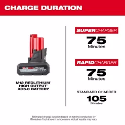 Milwaukee 48-11-2450-48-11-2450-48-11-2450 M12 12-Volt Lithium-Ion XC High Output 5 Ah Battery (3-Pack)