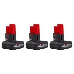 Milwaukee 48-11-2450-48-11-2450-48-11-2450 M12 12-Volt Lithium-Ion XC High Output 5 Ah Battery (3-Pack)