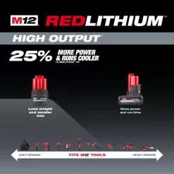 Milwaukee 48-11-2452S M12 12V Lithium-Ion XC High Output 5.0Ah Battery Pack W/High Output 2.5Ah Battery Pack
