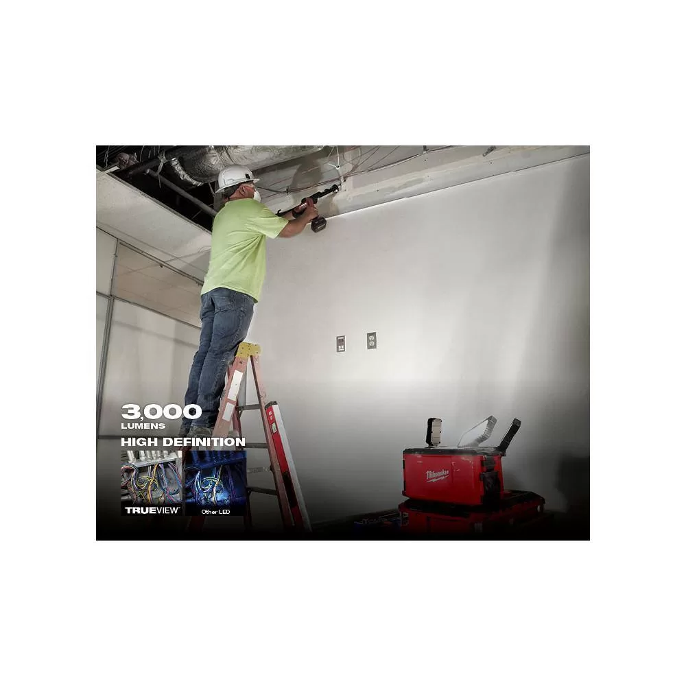 Milwaukee 2357-20-48-11-1850 M18 18-Volt Lithium-Ion Cordless PACKOUT 3000 Lumens LED Light with Built-In Charger with (1) 5.0 Ah Battery