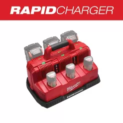 Milwaukee 48-59-1807 M12 and M18 12-Volt/18-Volt Lithium-Ion Multi-Voltage 6-Port Sequential Rapid Battery Charger (3 M12 and 3 M18 Ports)