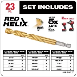 Milwaukee 2494-22-48-89-4631 M12 12V Lithium-Ion Cordless Drill Driver/Impact Driver Combo Kit (2-Tool) with Titanium Drill Bit Set (23-Piece)