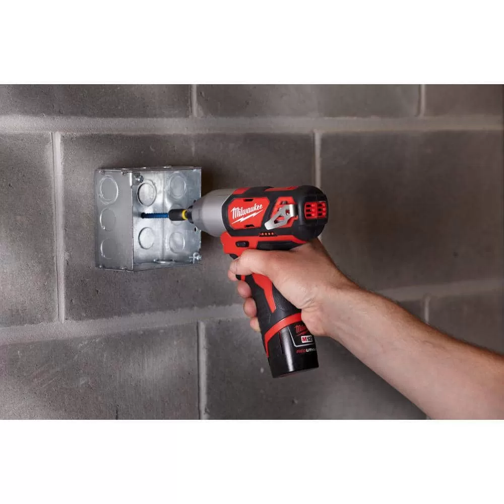 Milwaukee 2494-22 M12 12V Lithium-Ion Cordless Drill Driver/Impact Driver Combo Kit w/ Two 1.5Ah Batteries, Charger Tool Bag (2-Tool)