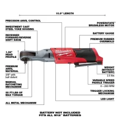 Milwaukee 2557-20-2560-20-2554-20 M12 FUEL 12V Lithium-Ion Brushless Cordless 3/8 in. Impact Wrench and 3/8 in. Ratchets Combo Kit (Tool-Only Kit)