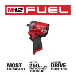 Milwaukee 2557-20-2560-20-2554-20 M12 FUEL 12V Lithium-Ion Brushless Cordless 3/8 in. Impact Wrench and 3/8 in. Ratchets Combo Kit (Tool-Only Kit)
