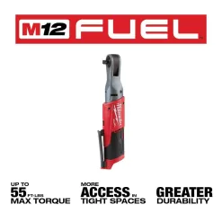 Milwaukee 2557-20-2560-20-2554-20 M12 FUEL 12V Lithium-Ion Brushless Cordless 3/8 in. Impact Wrench and 3/8 in. Ratchets Combo Kit (Tool-Only Kit)
