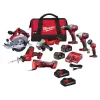 Milwaukee 2695-27S-48-11-1837 M18 18V Lithium-Ion Cordless Combo Tool Kit (7-Tool) with (4) 3.0 Ah Batteries, Charger and Tool Bag