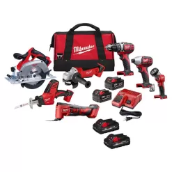 Milwaukee 2695-27S-48-11-1837 M18 18V Lithium-Ion Cordless Combo Tool Kit (7-Tool) with (4) 3.0 Ah Batteries, Charger and Tool Bag