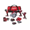 Milwaukee 2696-25 M18 18V Lithium-Ion Cordless Combo Kit (5-Tool) with 2-Batteries, Charger and Tool Bag