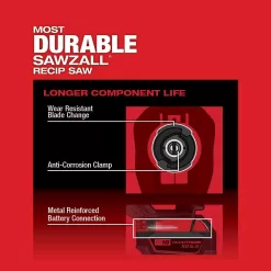 Milwaukee 2821-20-2729-20 M18 FUEL GEN-2 18V Lithium-Ion Brushless Cordless SAWZALL Reciprocating Saw with Deep Cut Band Saw (Tool-Only)