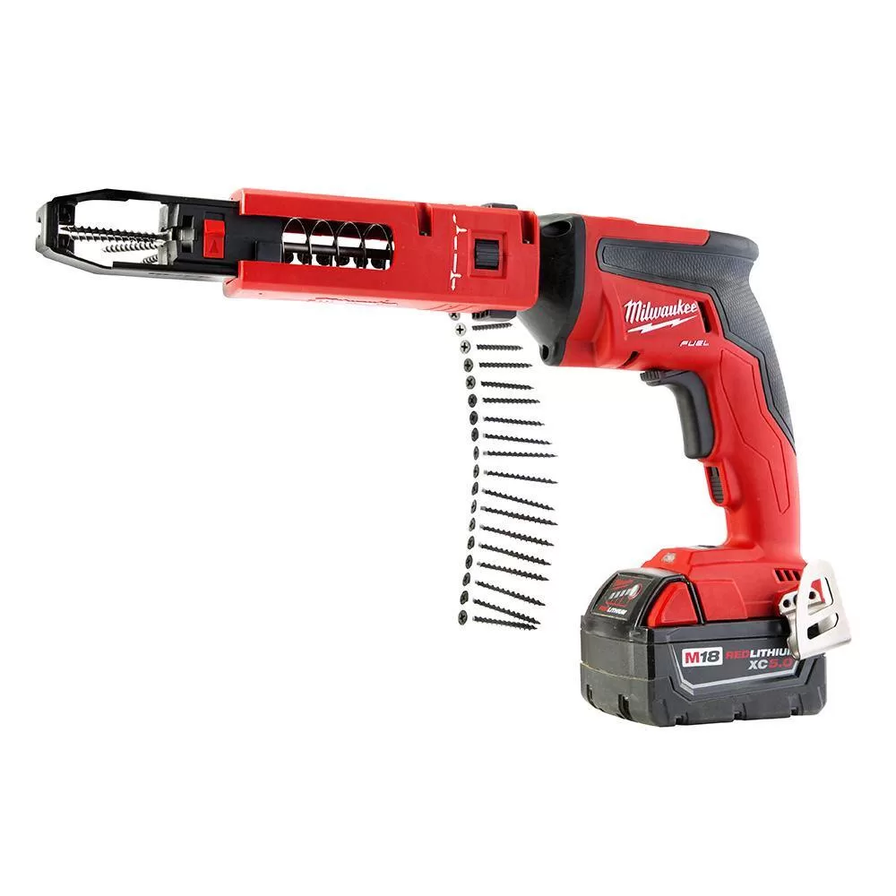 Milwaukee 2866-22-49-20-0001 M18 FUEL 18V Lithium-Ion Brushless Cordless Drywall Screw Gun XC Kit with Collated Screw Gun Attachment