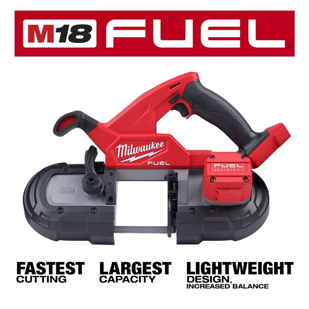 Milwaukee 2912-20-2829-20 M18 FUEL 18V Lithium-Ion Brushless Cordless 1 in. SDS-Plus Rotary Hammer with Compact Bandsaw (2-Tool)