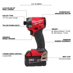 Milwaukee 3697-22 M18 FUEL 18V Lithium-Ion Brushless Cordless Hammer Drill and Impact Driver Combo Kit (2-Tool) with 2 Batteries