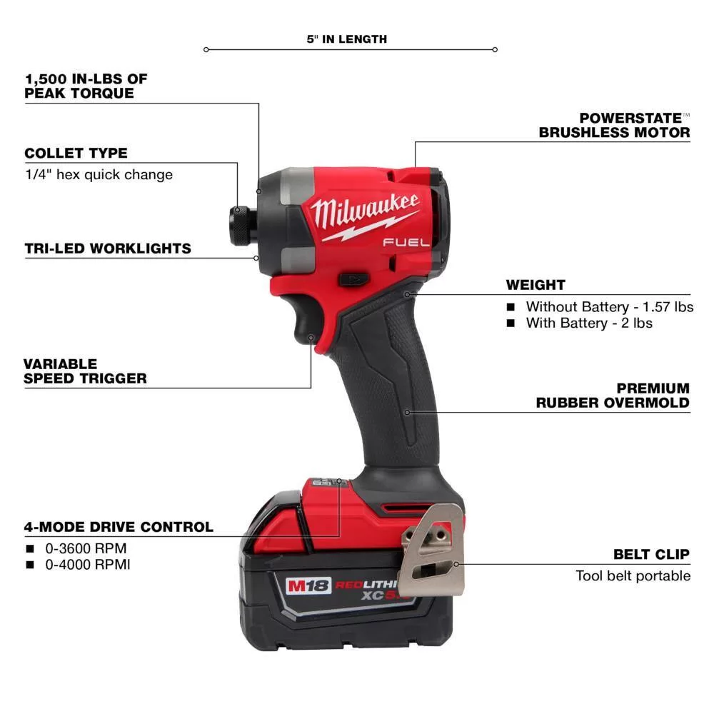 Milwaukee 3697-22-2719-20 M18 FUEL 18-Volt Lithium-Ion Brushless Cordless Hammer Drill and Impact Driver Combo Kit (2-Tool) with HACKZALL