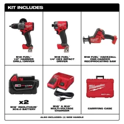 Milwaukee 3697-22-2719-20 M18 FUEL 18-Volt Lithium-Ion Brushless Cordless Hammer Drill and Impact Driver Combo Kit (2-Tool) with HACKZALL