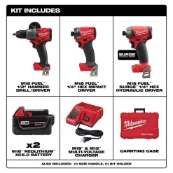 Milwaukee 3697-22-2760-20 M18 FUEL 18-Volt Lithium-Ion Brushless Cordless Hammer Drill and Impact Driver Combo Kit (2-Tool) with SURGE Impact