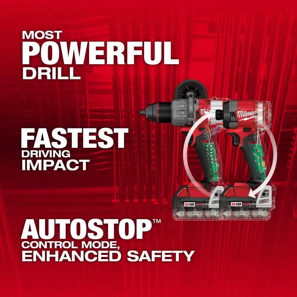 Milwaukee 3697-22-2760-20 M18 FUEL 18-Volt Lithium-Ion Brushless Cordless Hammer Drill and Impact Driver Combo Kit (2-Tool) with SURGE Impact
