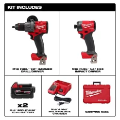 Milwaukee 3697-22-2821-20 M18 FUEL 18-V Lithium-Ion Brushless Cordless Hammer Drill and Impact Driver Combo Kit (2-Tool) with Reciprocating Saw