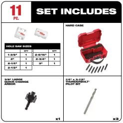 Milwaukee 3697-22-49-22-4020 M18 FUEL 18-V Li-Ion Brushless Cordless Hammer Drill/Impact Driver Combo Kit (2-Tool) w/Bi-Metal Hole Saw Set (11-Piece)