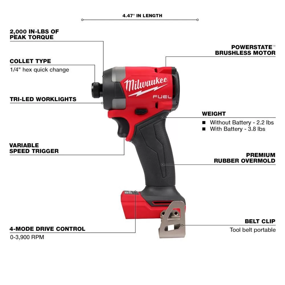 Milwaukee 3697-25 M18 FUEL 18V 5 Tool Cordless Brushless Li-Ion Combo Kit