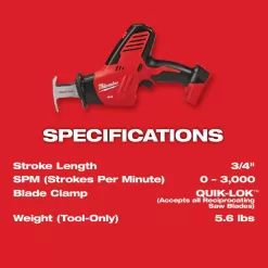 Milwaukee 48-59-1850-2625-20 M18 18V Lithium-Ion Cordless Hackzall Reciprocating Saw with M18 Starter Kit One 5.0Ah Battery and Charger