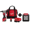 Milwaukee 2550-22-2364-20 M12 12-Volt Lithium-Ion Cordless Rivet Tool Kit with (2) 1.5Ah Batteries, Charger and 1000 Lumens M12 Flood Light