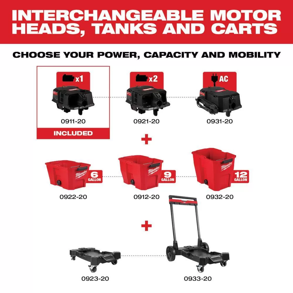 Milwaukee 0911-20 M18 FUEL Wet/Dry Vacuum Cordless Motor Head for Milwaukee Wet/Dry Shop Vacuums